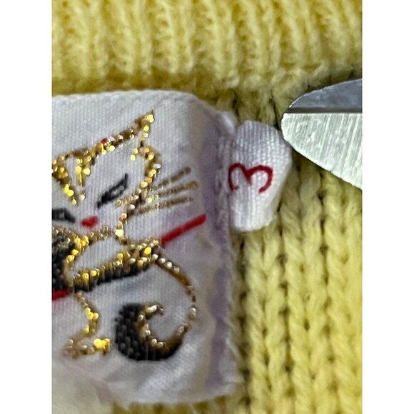 Vintage Mimi Sweater Little Boys 3 Yellow Blue White Cable Knit V-Neck Used - Picture 8 of 11